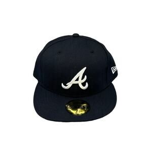 New Era 59Fifty Fitted Atlanta Braves ROAD Hat Men's Sz 7-1/4‎